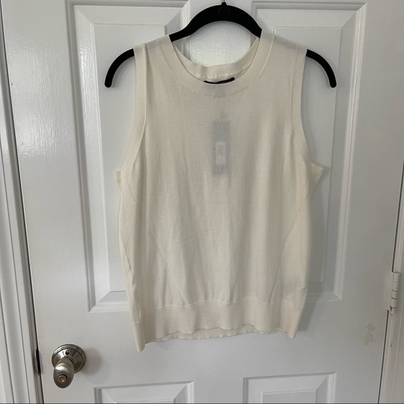 NWT Banana Republic cream cotton sleeveless top - Picture 2 of 16